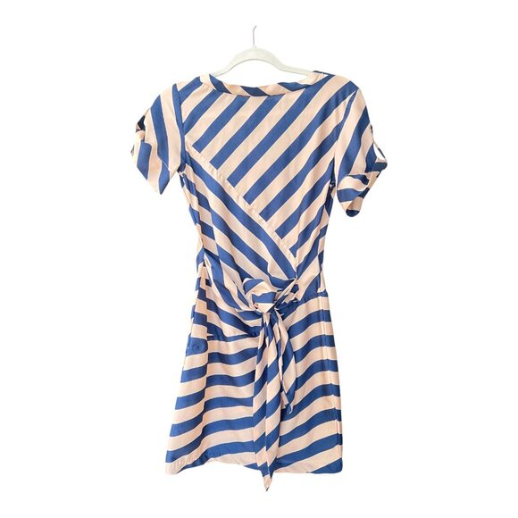Size 2 100% Silk Diane Von Furstenburg Striped Leron Dress Short sleeves - Picture 4 of 13